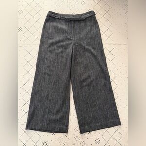 ANN TAYLOR THE MARINA Wide-Leg Cropped Pants HERRINGBONE Black/White Womens 6